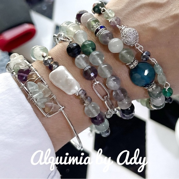 Rainbow Fluorite beaded handmade bracelet - Picture 12 of 12